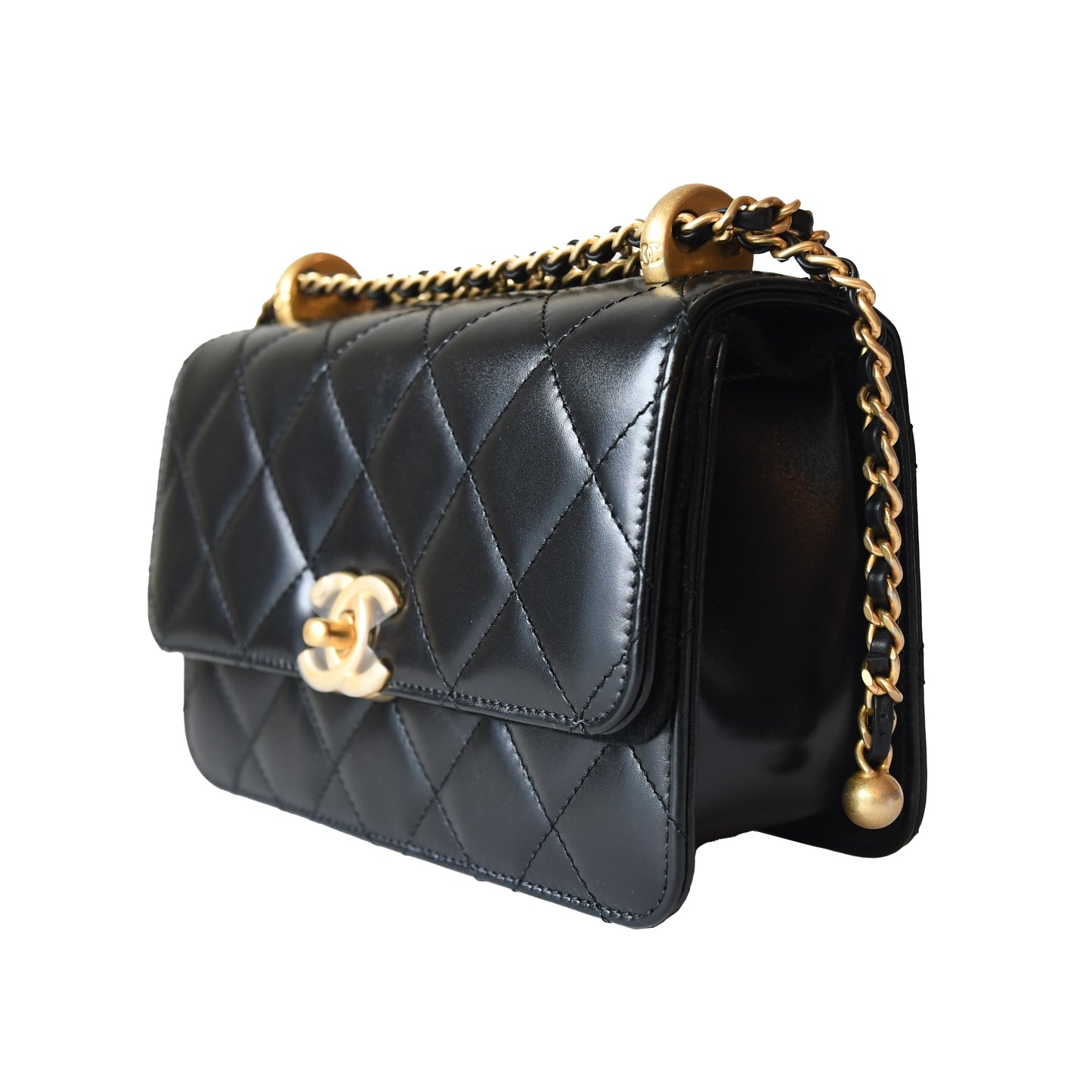 Chanel Calfskin Quilted Mini Perfect Fit Flap Gold Hardware Black - NOBLEMARS