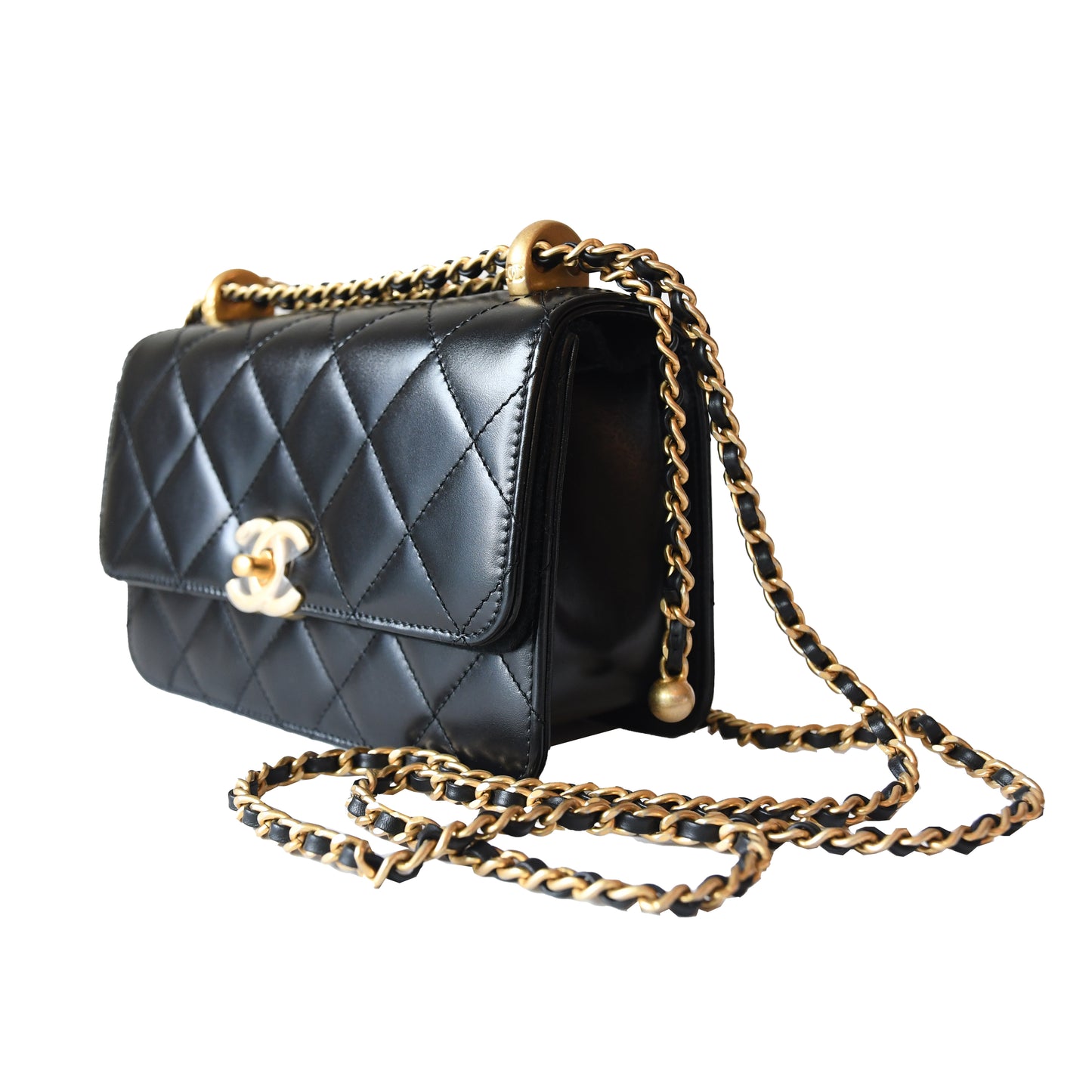 Chanel Calfskin Quilted Mini Perfect Fit Flap Gold Hardware Black - NOBLEMARS