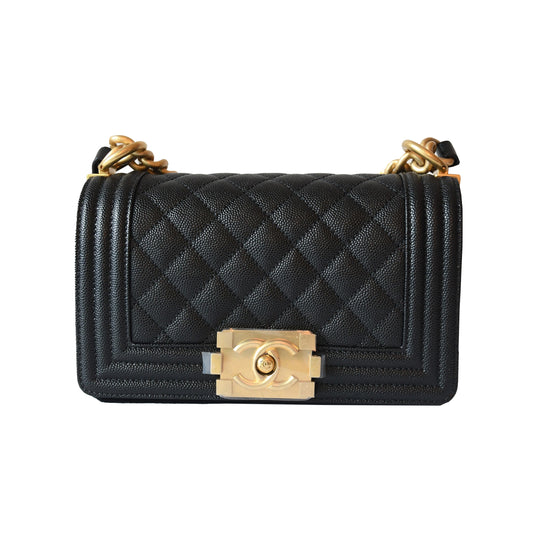 Chanel Caviar Quilted Small Boy Flap Gold Hardware Black - NOBLEMARS