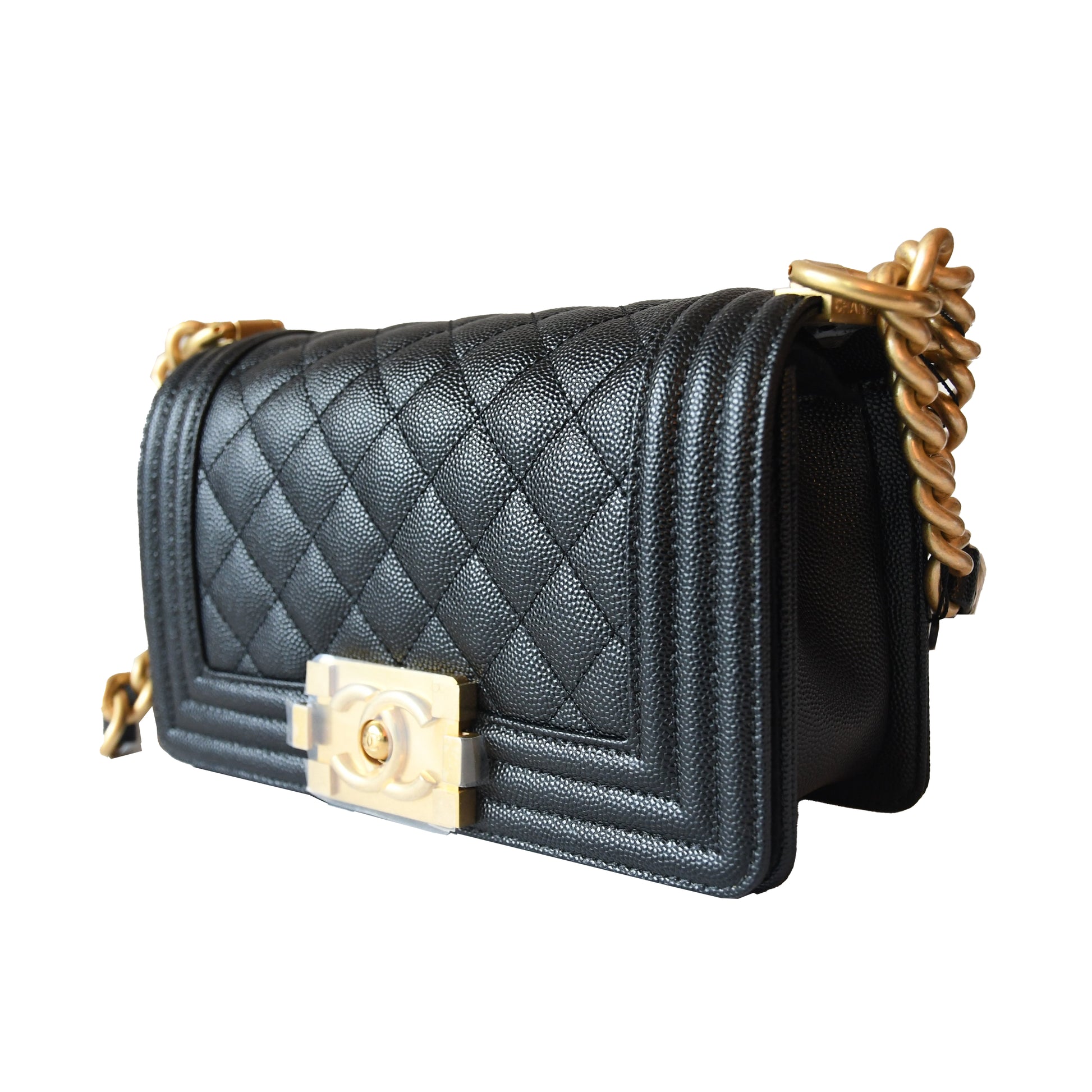Chanel Caviar Quilted Small Boy Flap Gold Hardware Black - NOBLEMARS