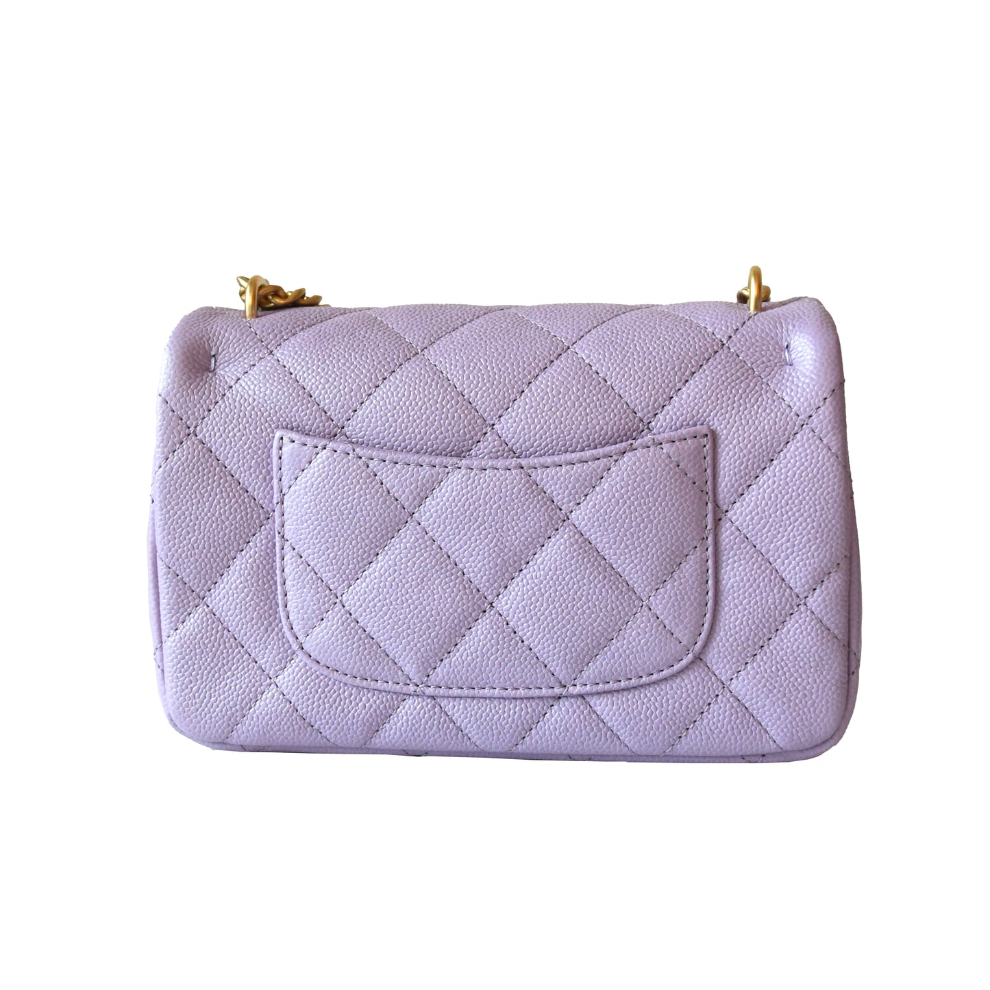 Chanel Caviar Quilted Mini Rectangular 24P Sweetheart Flap Bag Gold Hardware Lilac - NOBLEMARS