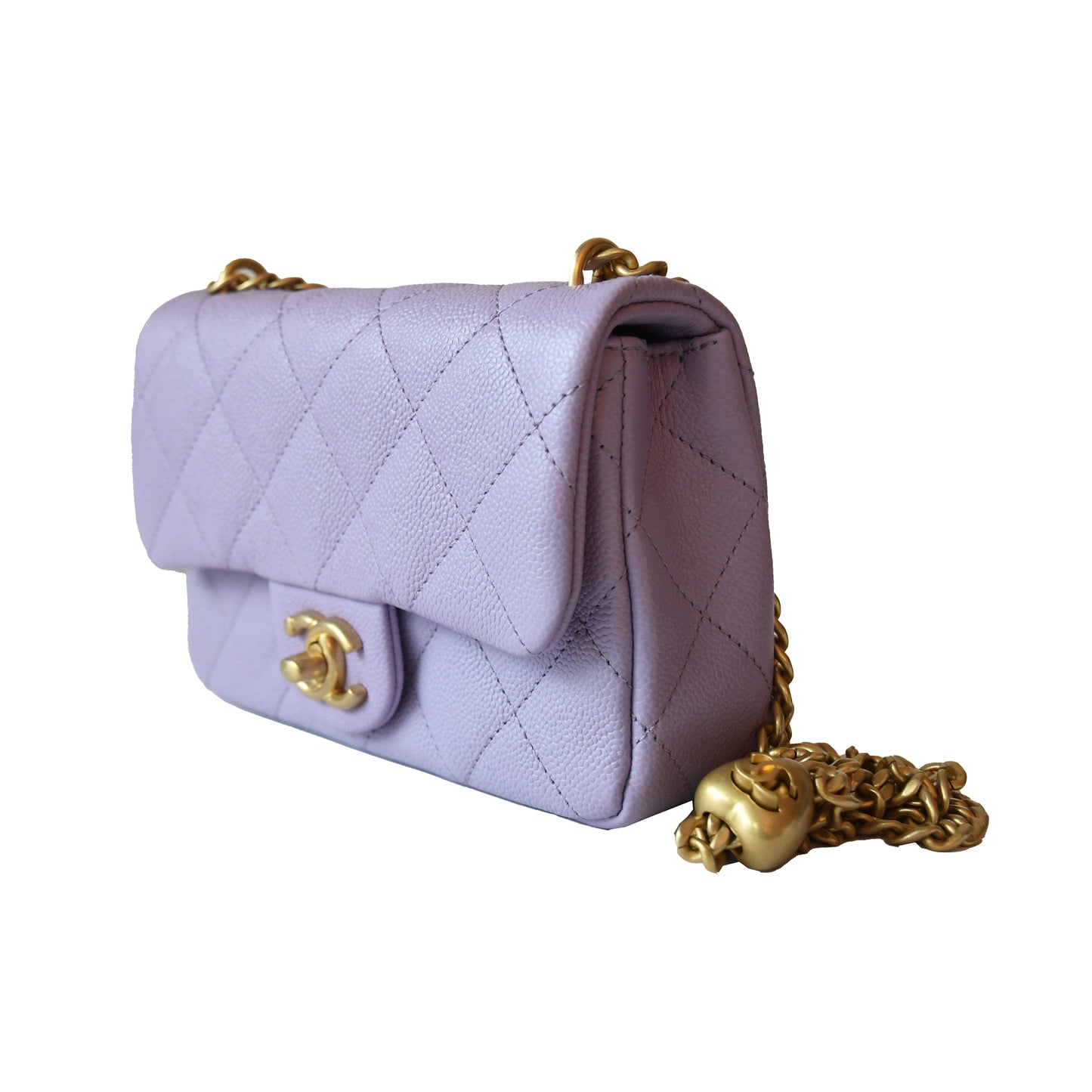 Chanel Caviar Quilted Mini Rectangular 24P Sweetheart Flap Bag Gold Hardware Lilac - NOBLEMARS