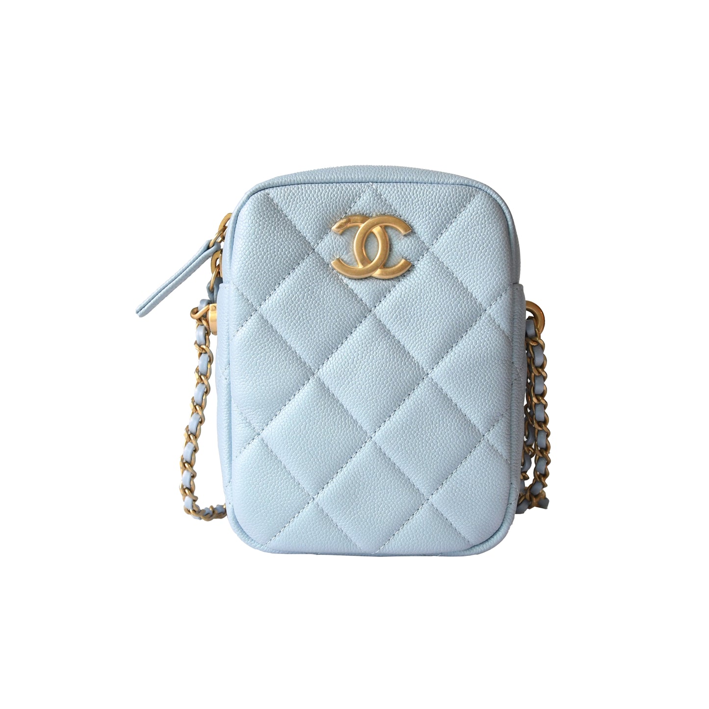 Chanel Caviar Quilted Small Vertical Vanity Bag Light Blue - NOBLEMARS