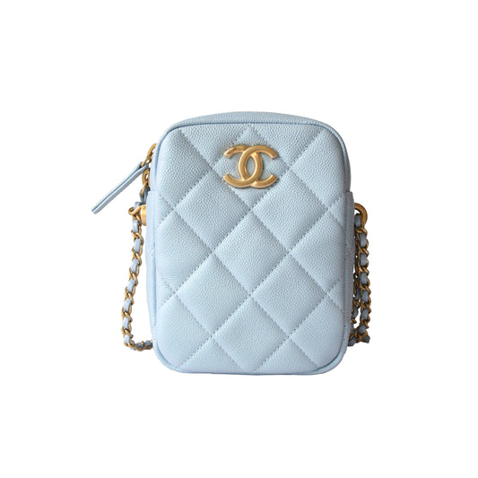 Chanel Caviar Quilted Small Vertical Vanity Bag Light Blue - NOBLEMARS