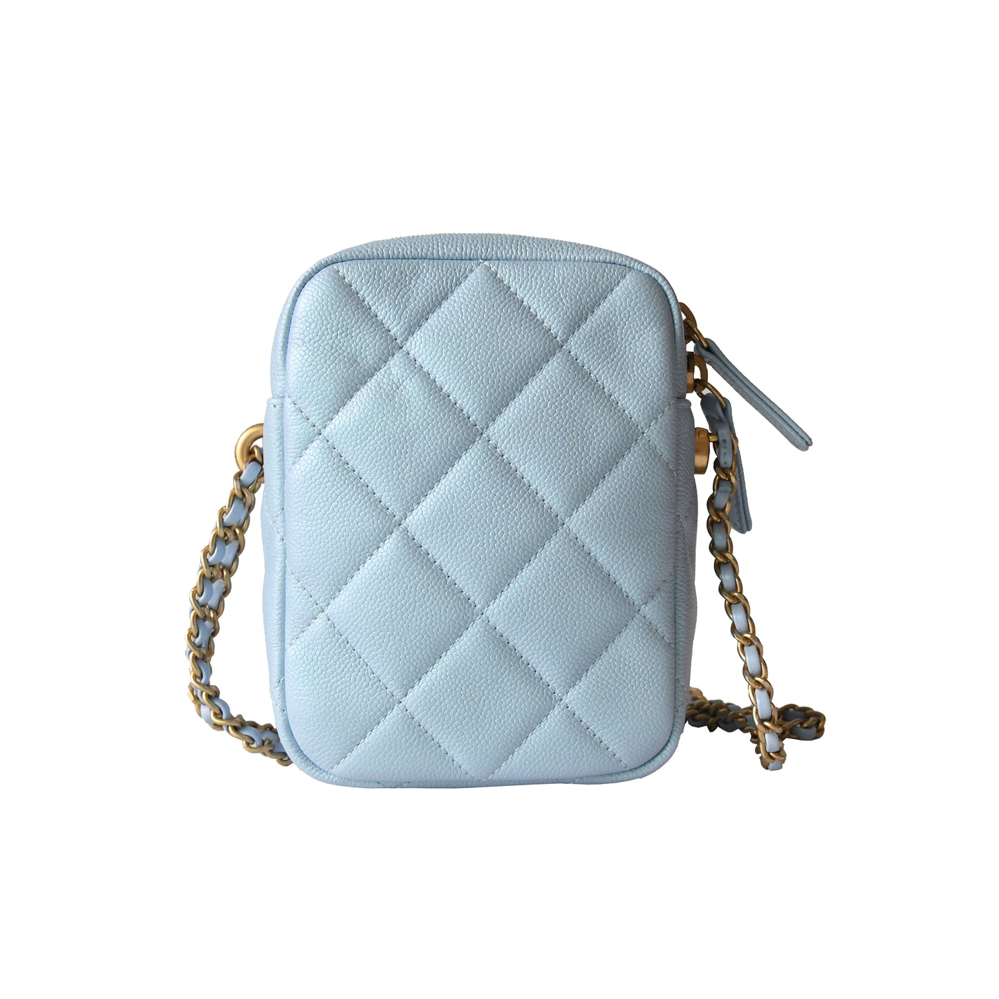 Chanel Caviar Quilted Small Vertical Vanity Bag Light Blue - NOBLEMARS