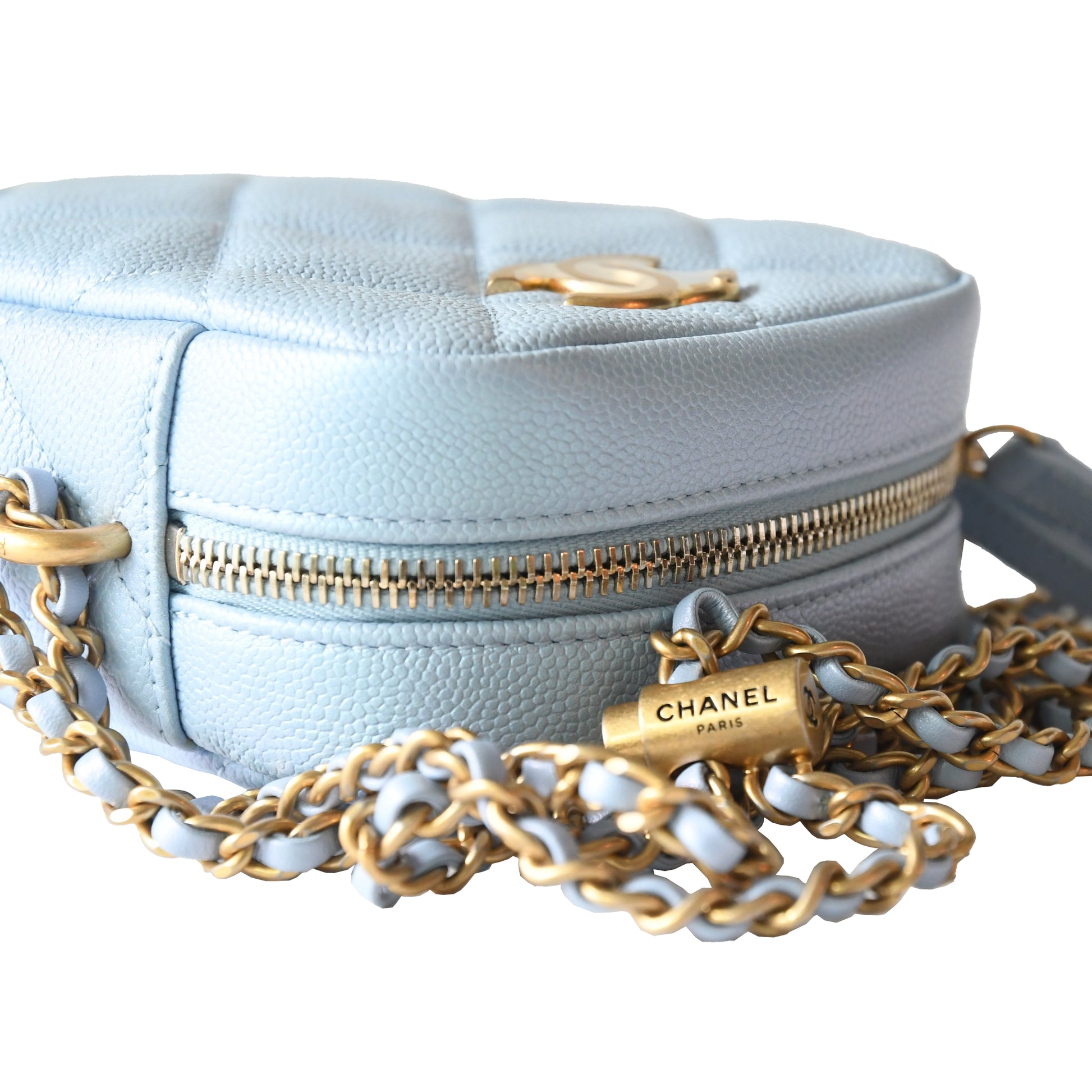 Chanel Caviar Quilted Small Vertical Vanity Bag Light Blue - NOBLEMARS
