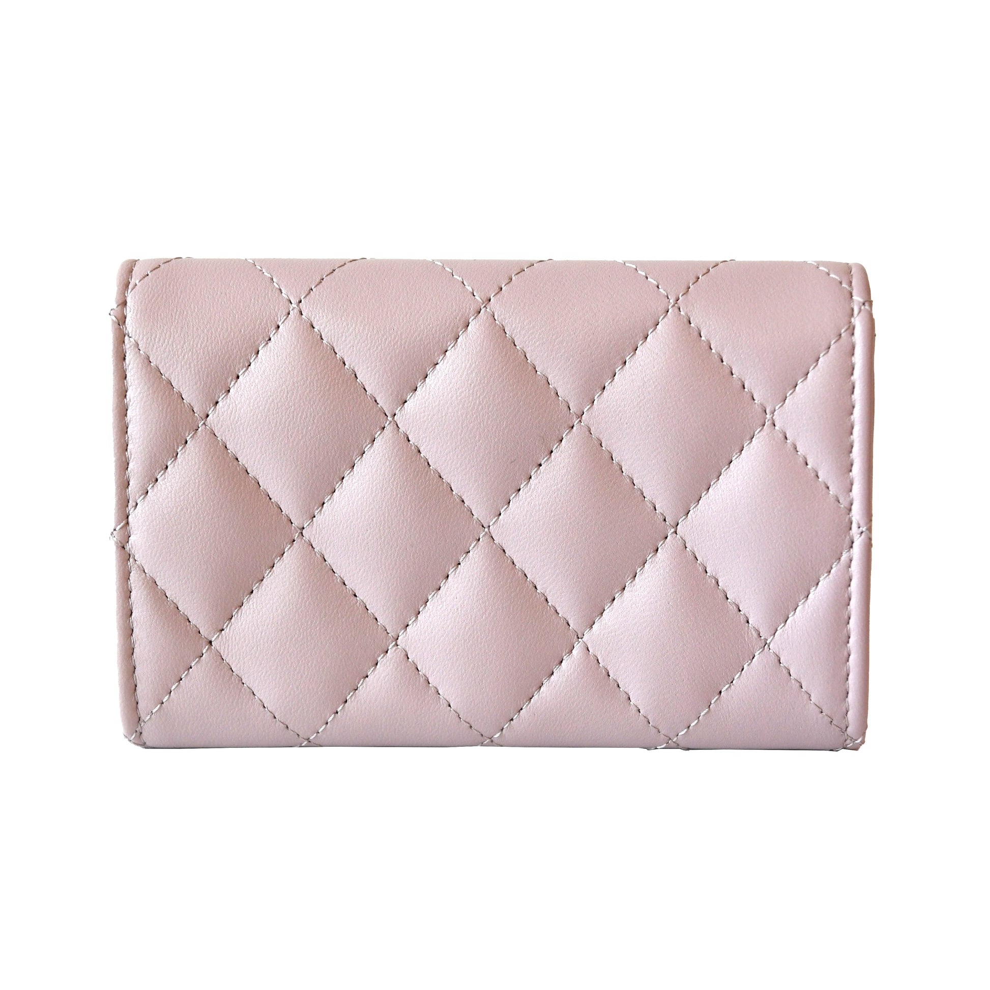 Chanel Pearl CC Logo Flap Wallet Pink-NOBLEMARS