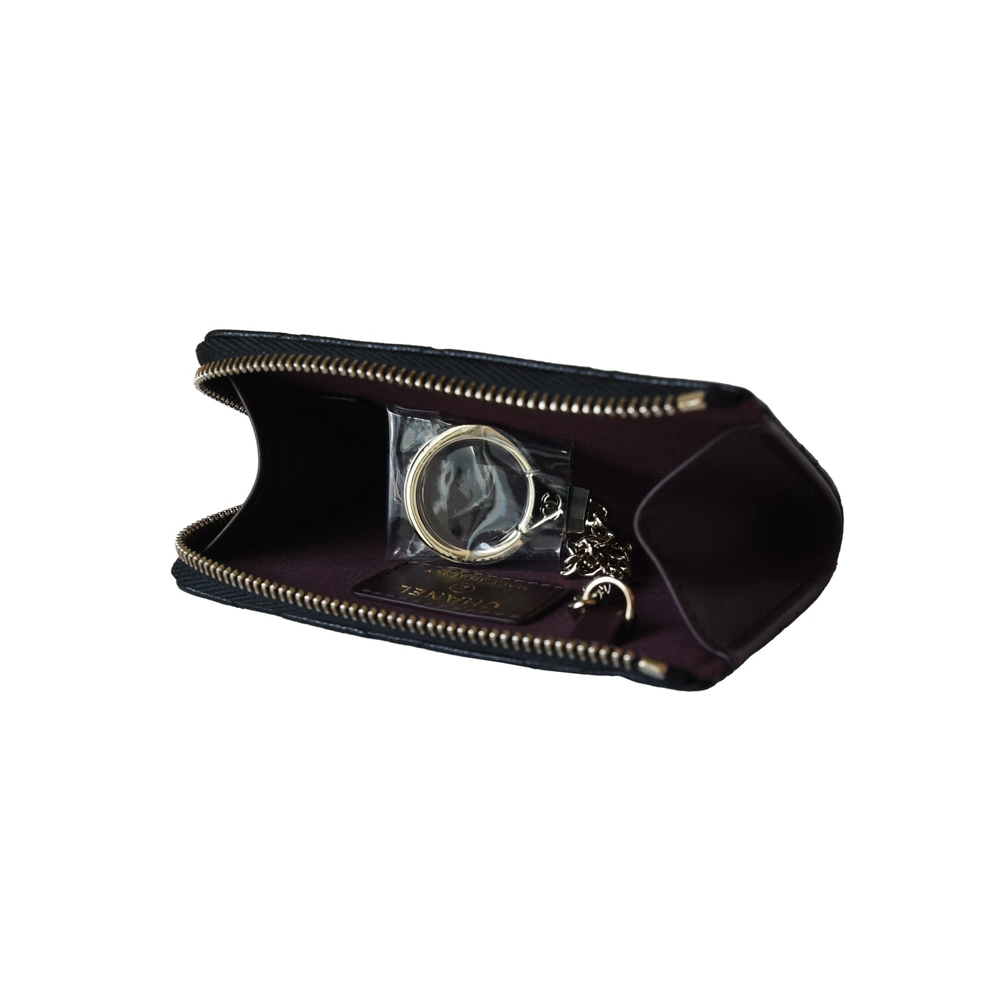 Chanel CC Caviar Quilted Zipped Key Holder Wallet Black