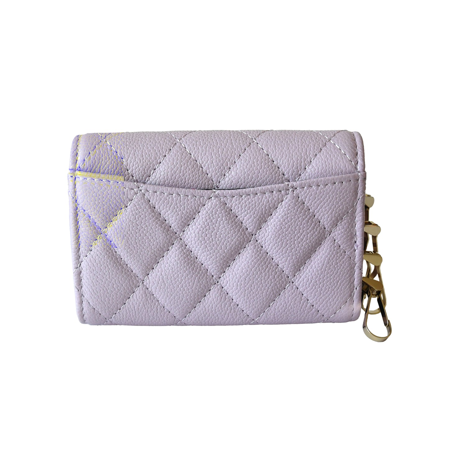 Chanel CC Caviar Quilted Classic 4 Key Holder Wallet Light Purple