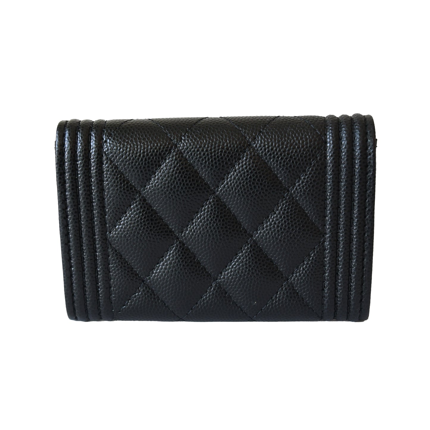 Chanel CC Caviar Quilted Le Boy Flap Card Holder Black