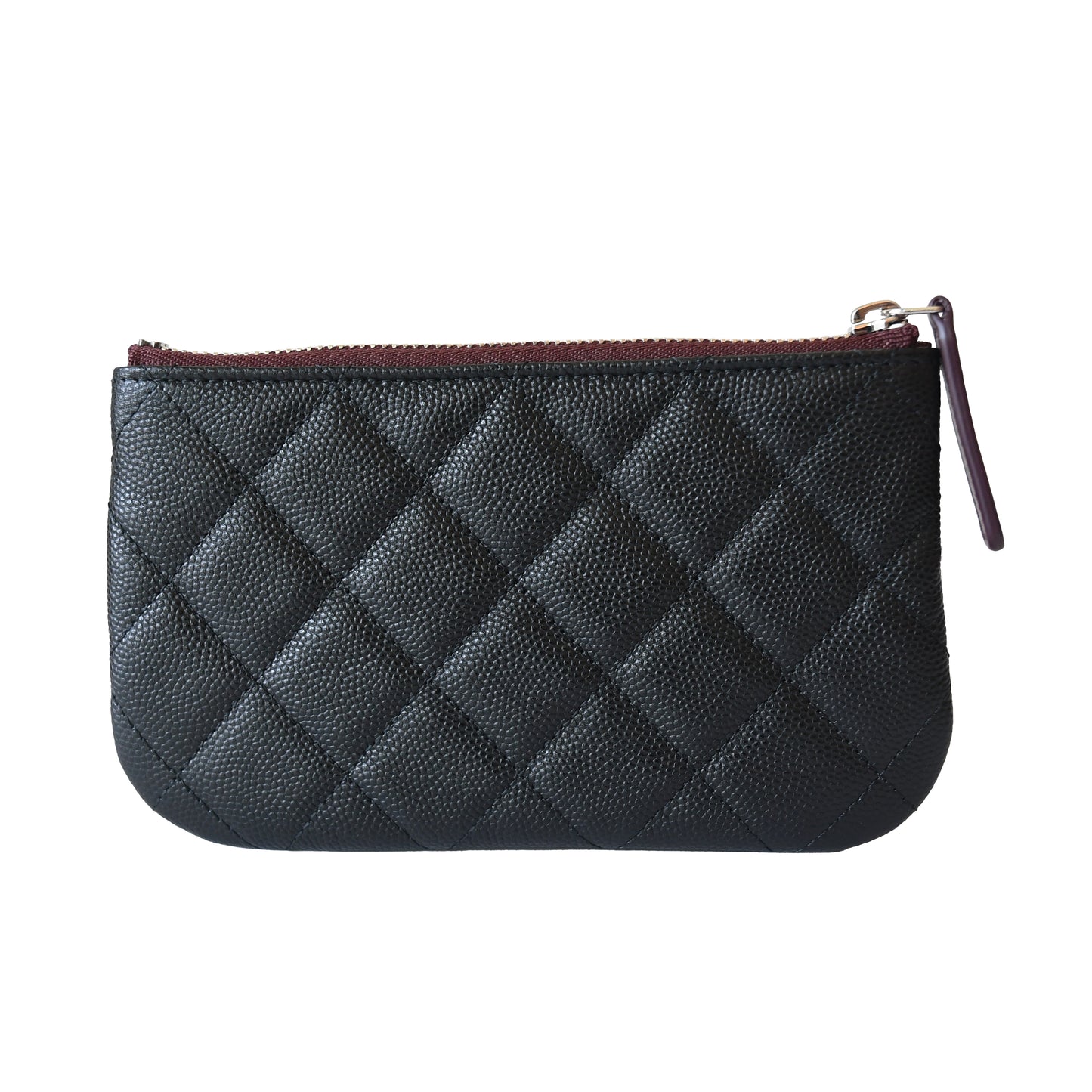 Chanel CC Caviar Quilted CF Zipped Pouch Case Black