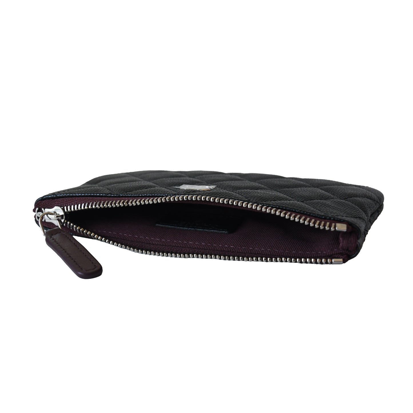Chanel CC Caviar Quilted CF Zipped Pouch Case Black