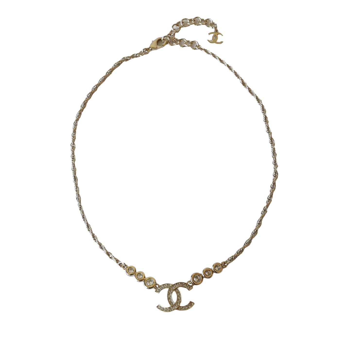 Chanel CC Crystal Strass Necklace Gold