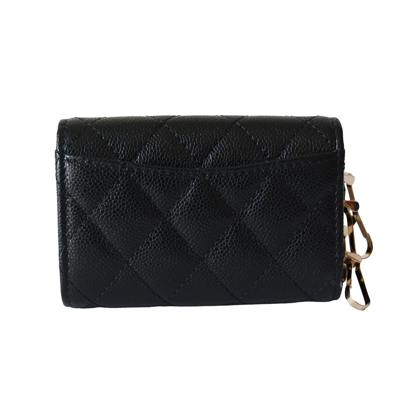 Chanel CC Caviar Quilted Classic 4 Key Holder Wallet Black