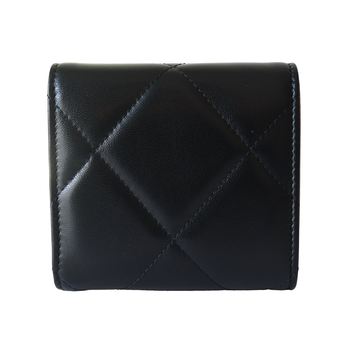 Chanel CC Lambskin Quilted Chanel 19 Mini Trifold Flap Wallet Black