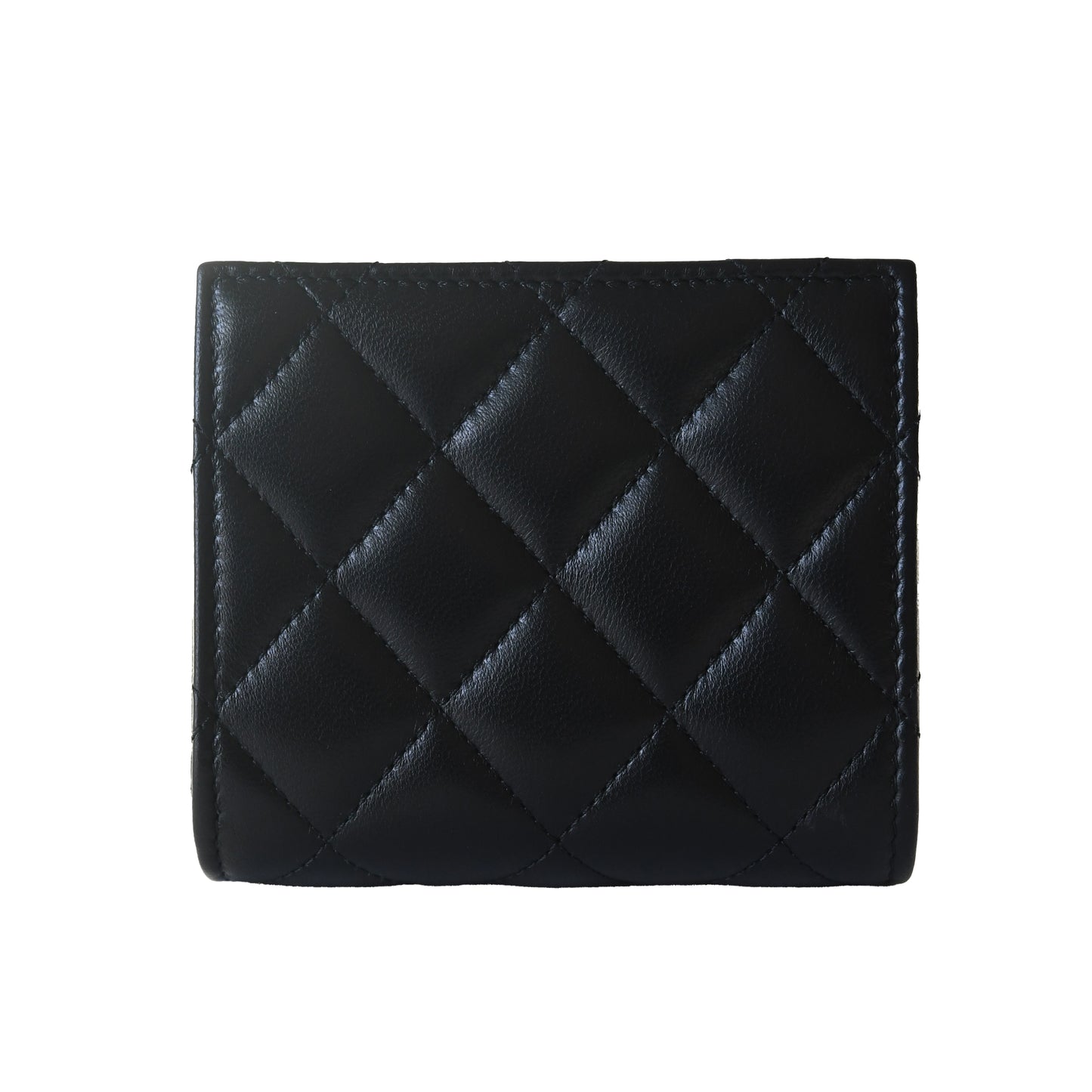 Chanel CC Quilted Compact Bifold Wallet Black