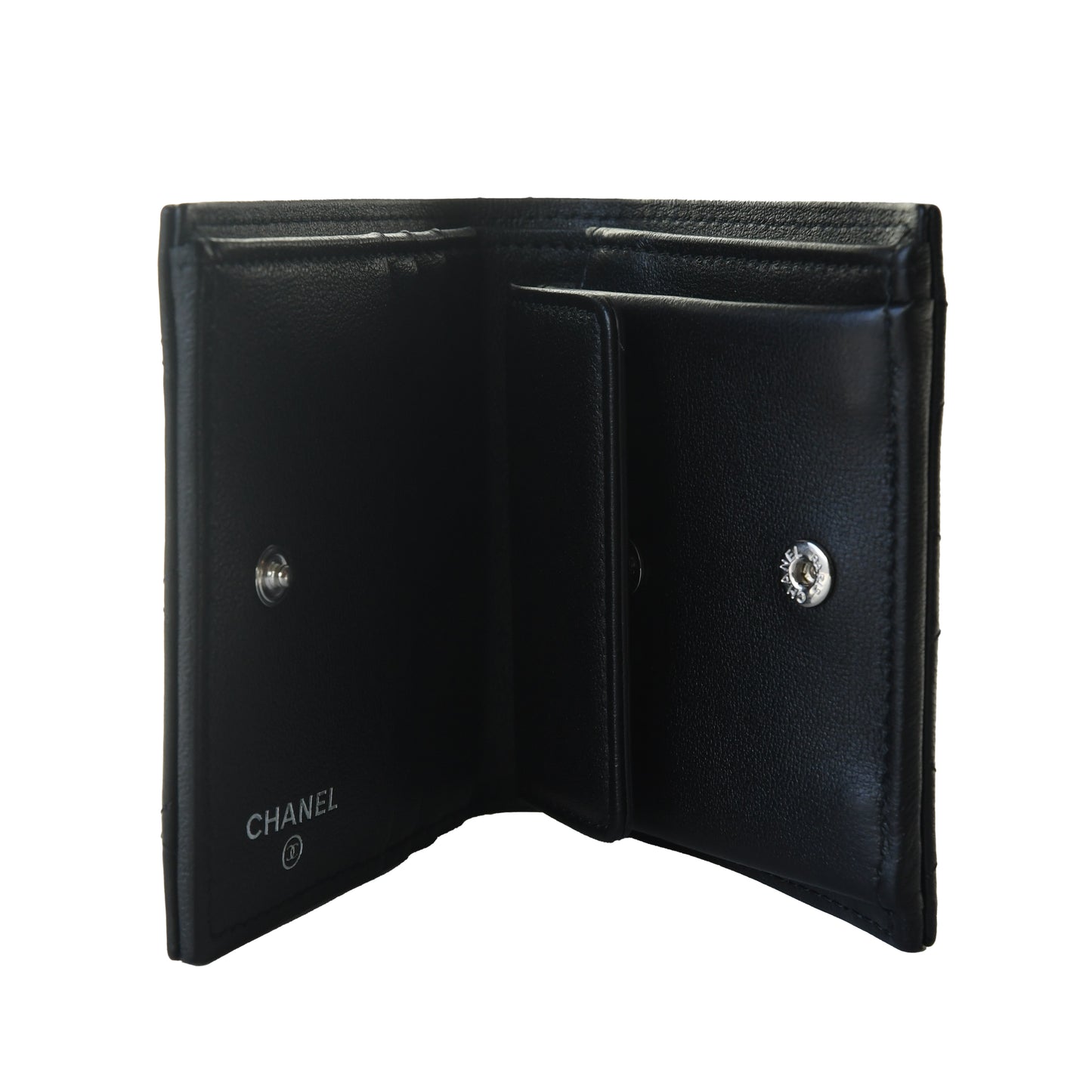 Chanel CC Quilted Compact Bifold Wallet Black