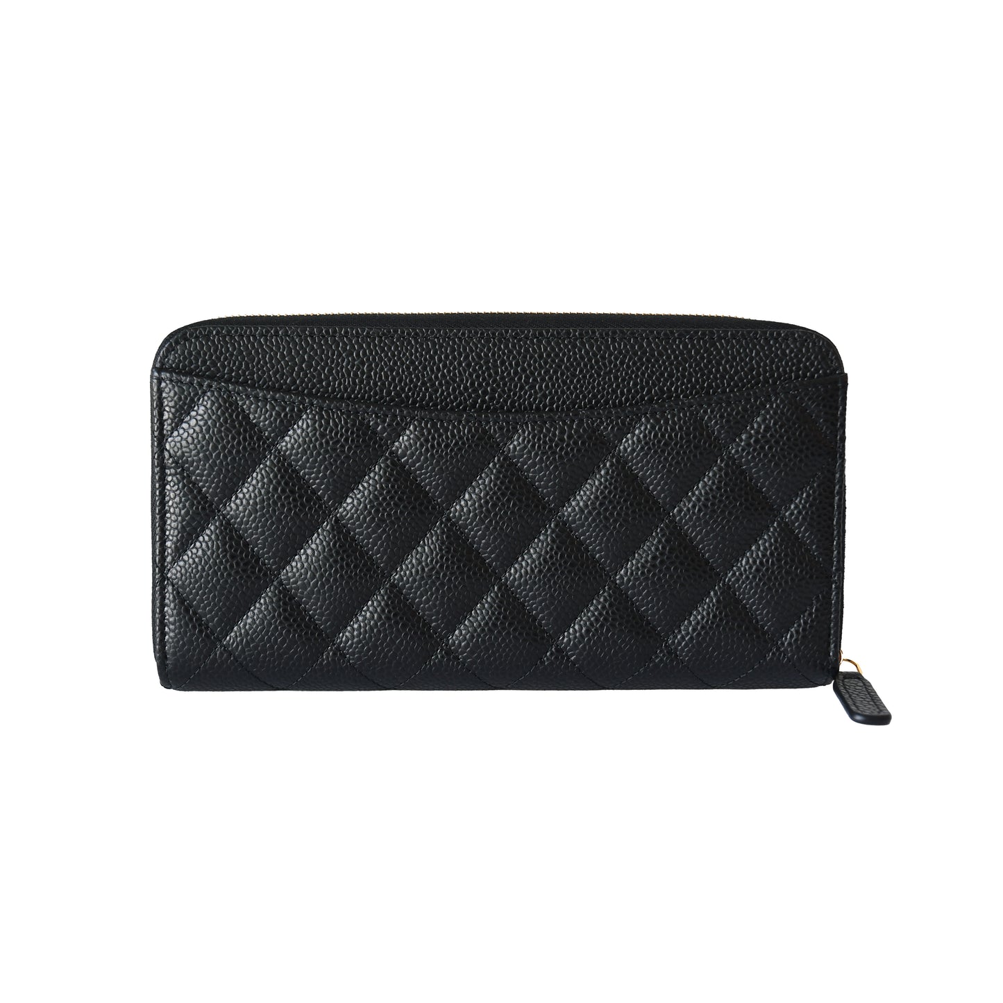 Chanel CC Caviar Quilted Large Gusset Zip Around Wallet Black