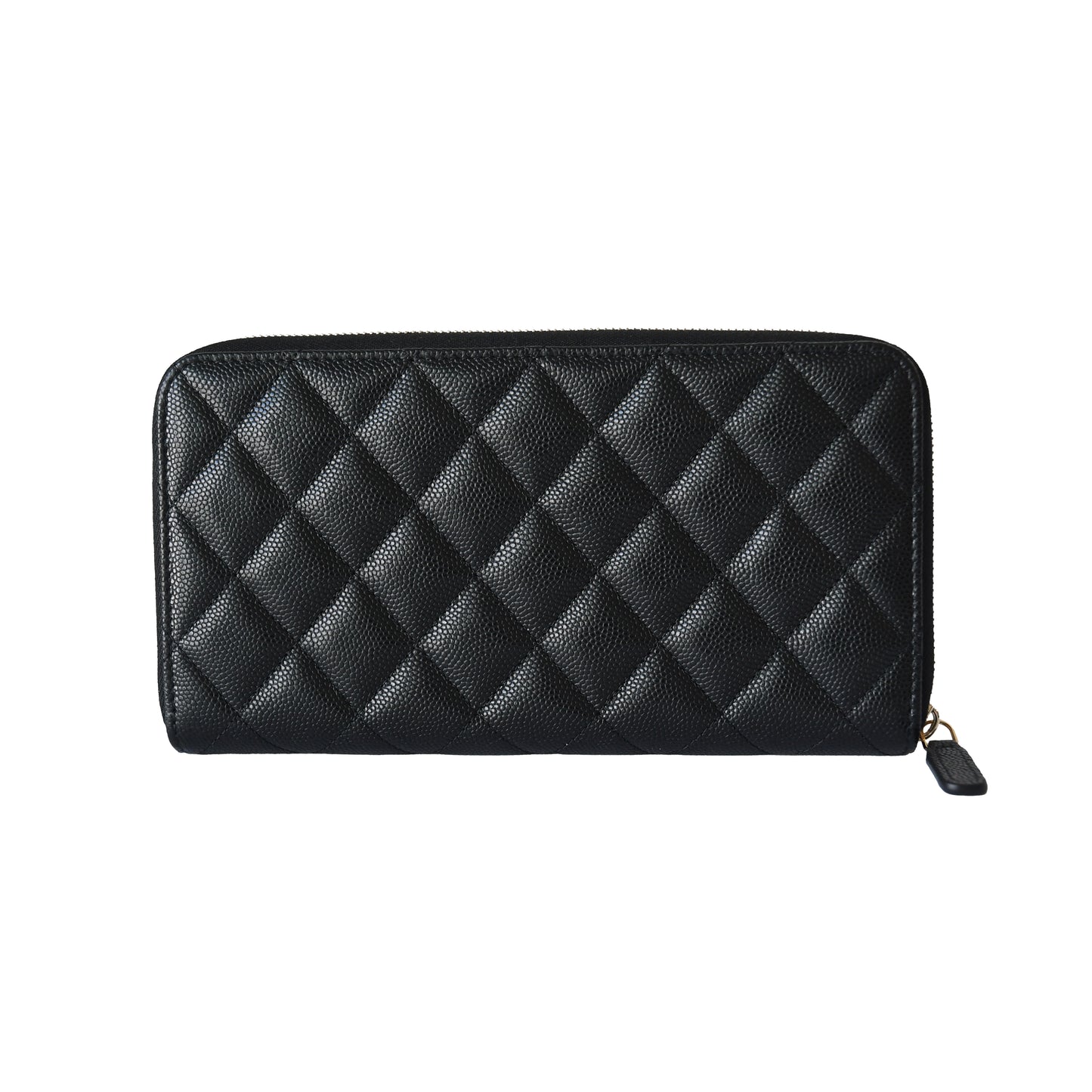 Chanel Perforated CC Mark Caviar Quilted Long Zipped Wallet Black