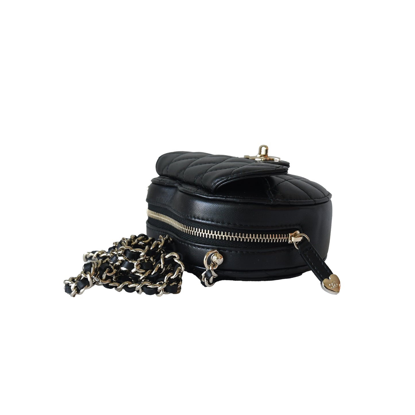 Chanel CC Lambskin Quilted In Love Heart Bag Gold Hardware Black