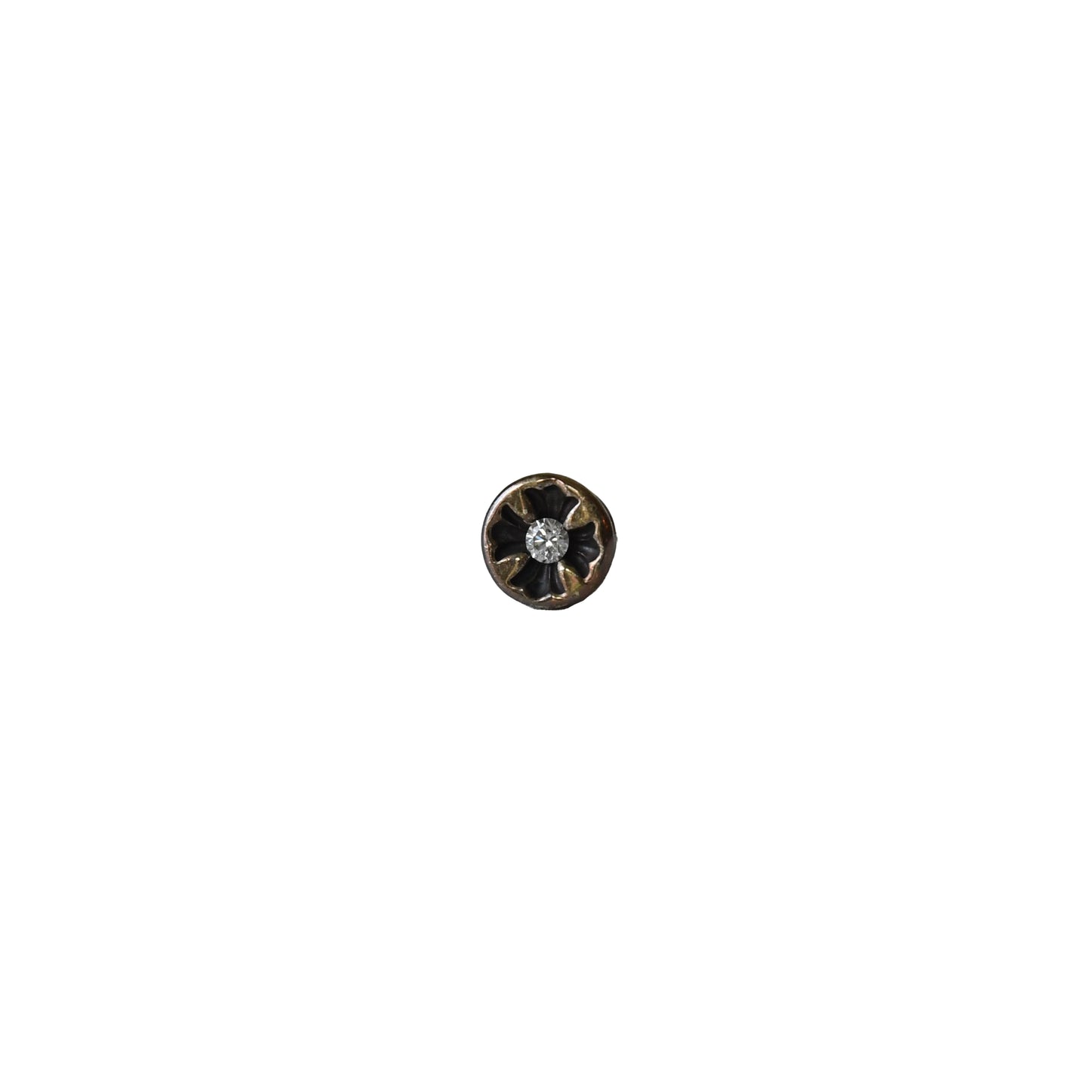Chrome Hearts Cross Indent Diamond Round Stud Earrings