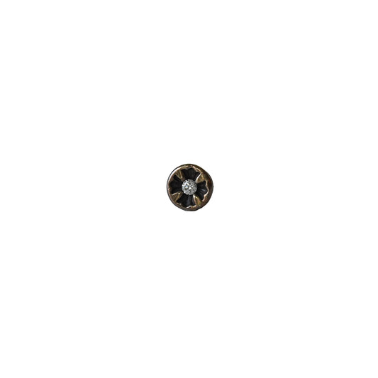 Chrome Hearts Cross Indent Diamond Round Stud Earrings