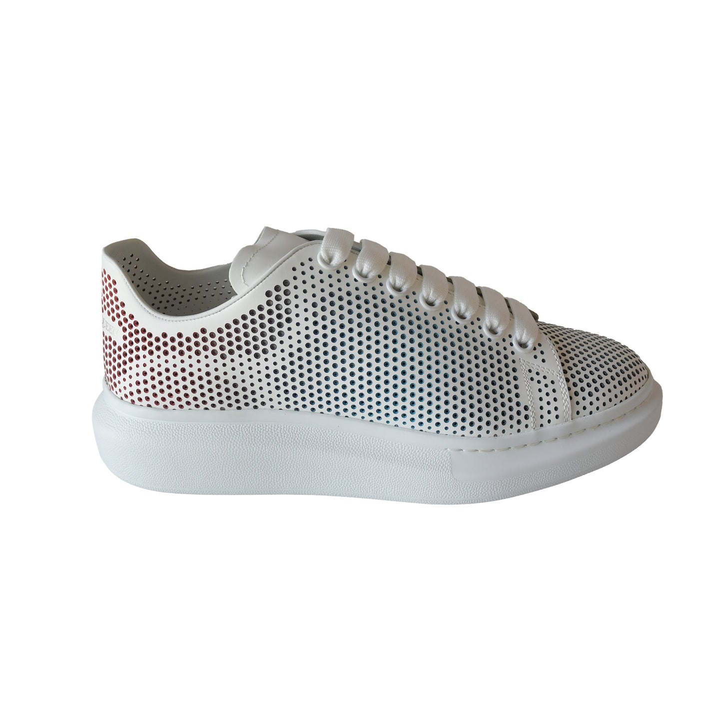 Alexander McQueen Perforated Leather Oversized Sneakers White Red-NOBLEMARS