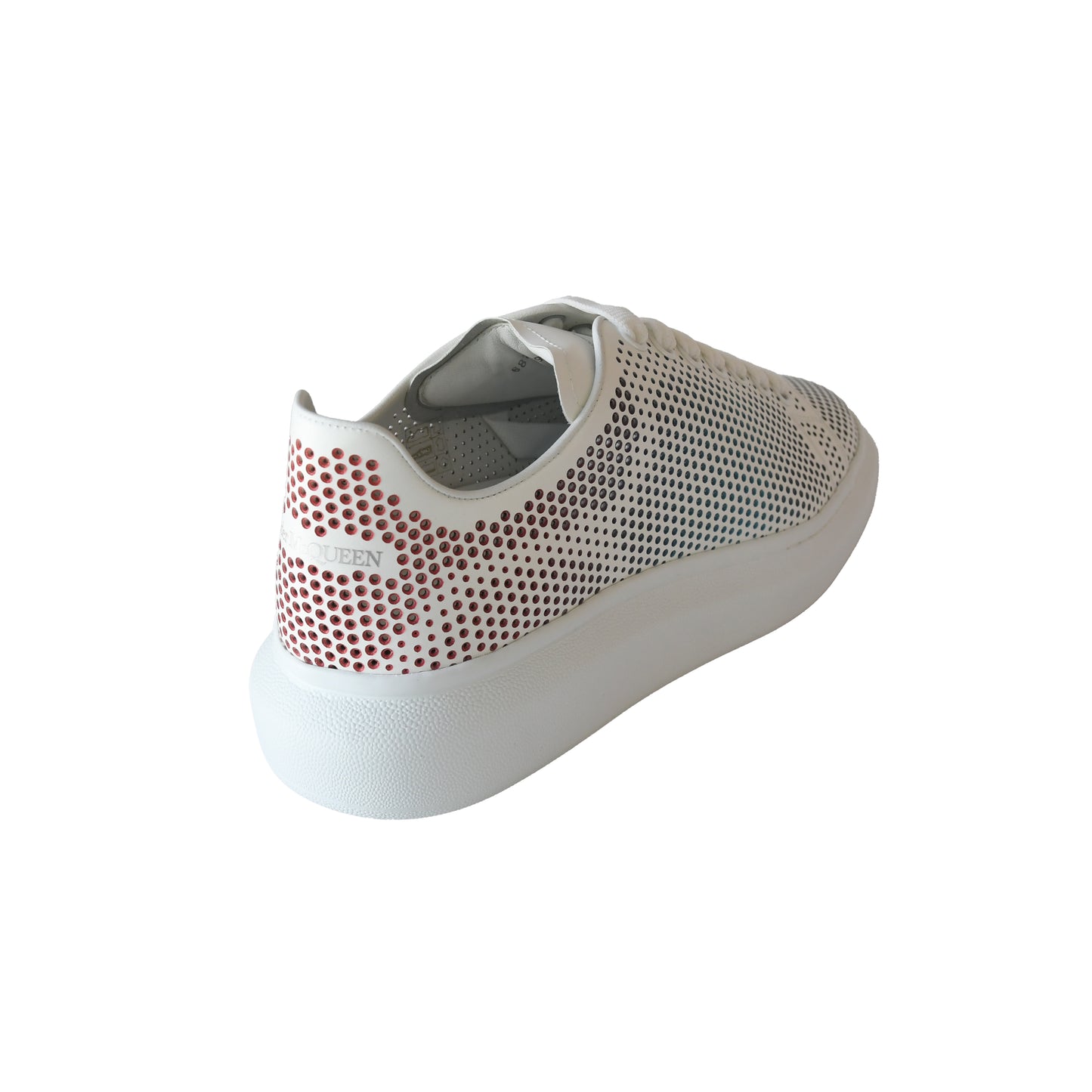 Alexander McQueen Perforated Leather Oversized Sneakers White Red-NOBLEMARS
