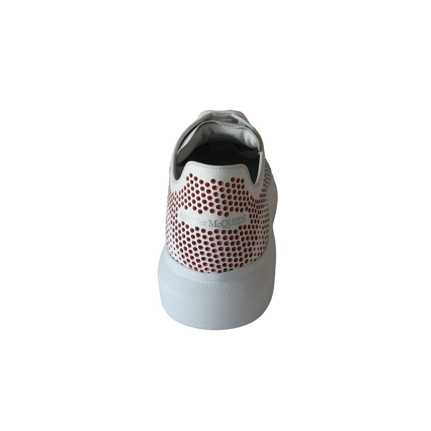 Alexander McQueen Perforated Leather Oversized Sneakers White Red-NOBLEMARS