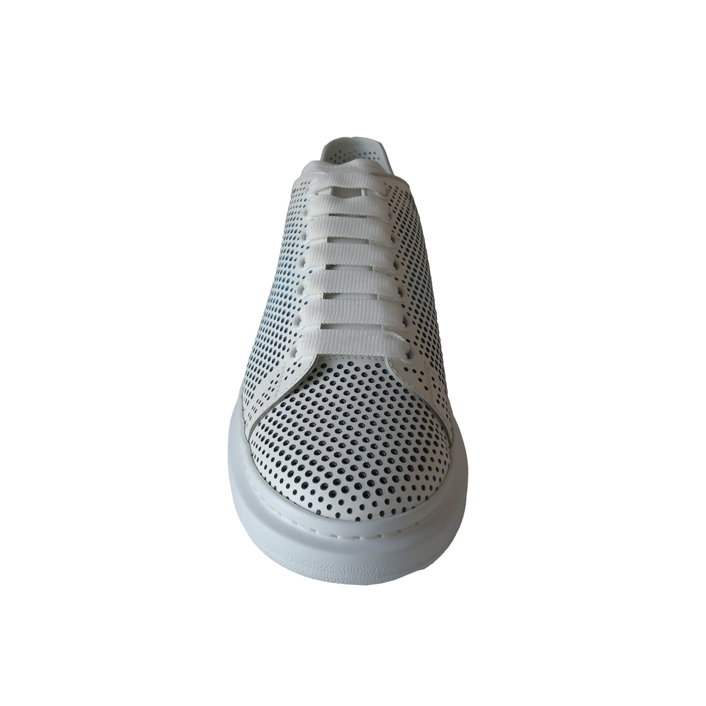 Alexander McQueen Perforated Leather Oversized Sneakers White Red-NOBLEMARS