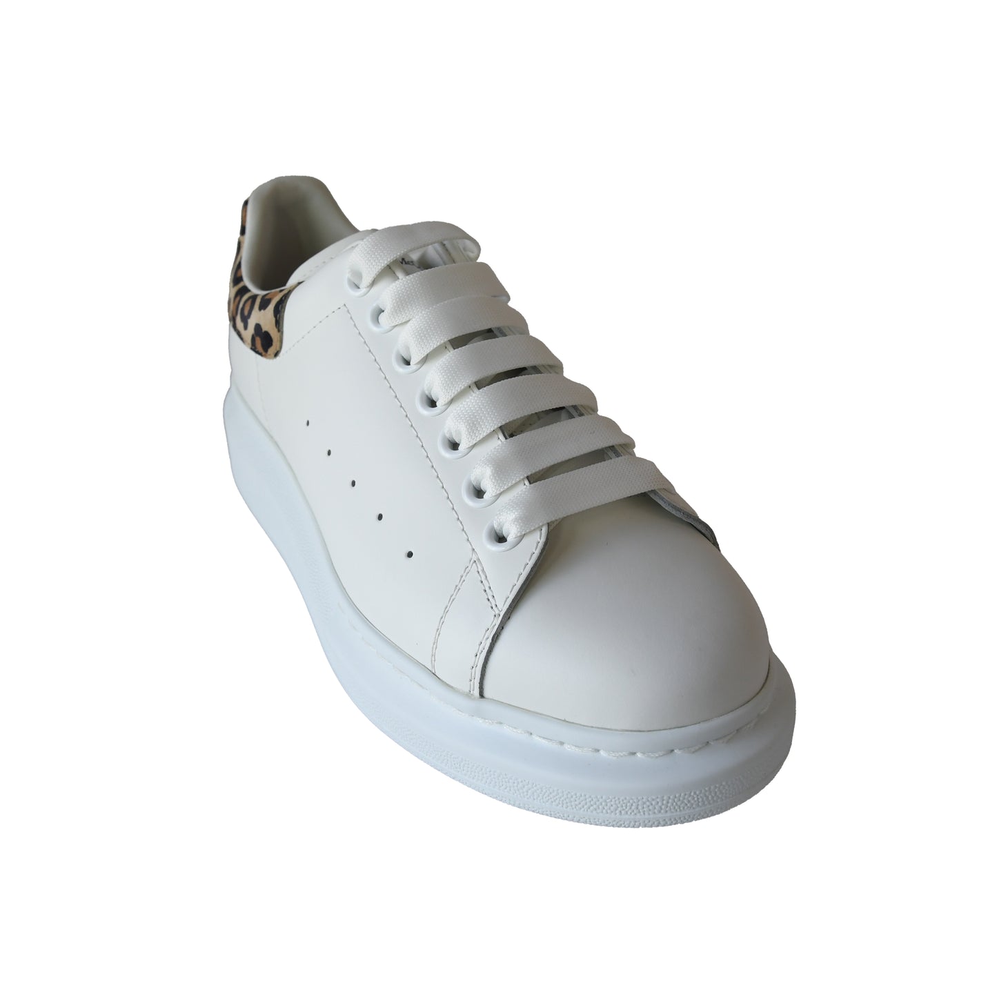 Alexander McQueen Leopard Print Oversized Sneakers White-NOBLEMARS