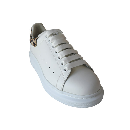 Alexander McQueen Leopard Print Oversized Sneakers White-NOBLEMARS
