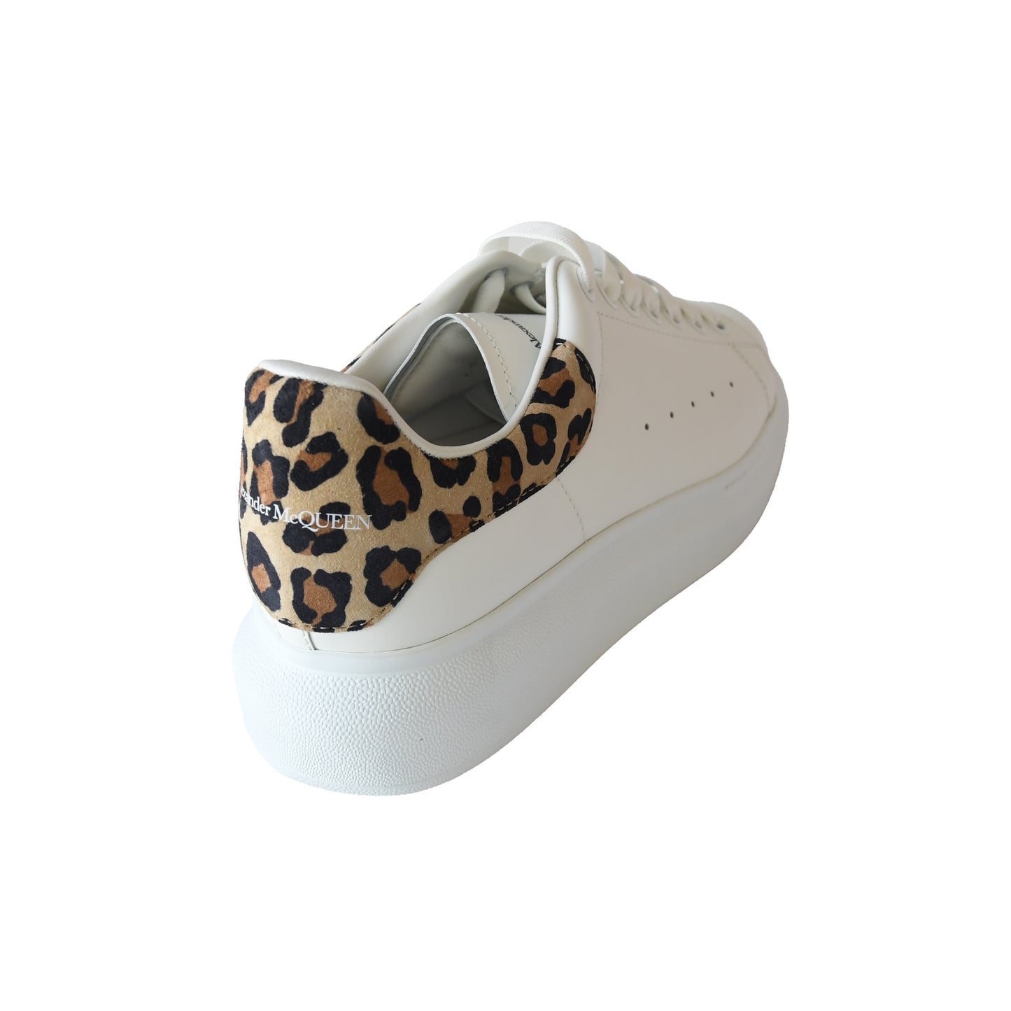 Alexander McQueen Leopard Print Oversized Sneakers White-NOBLEMARS