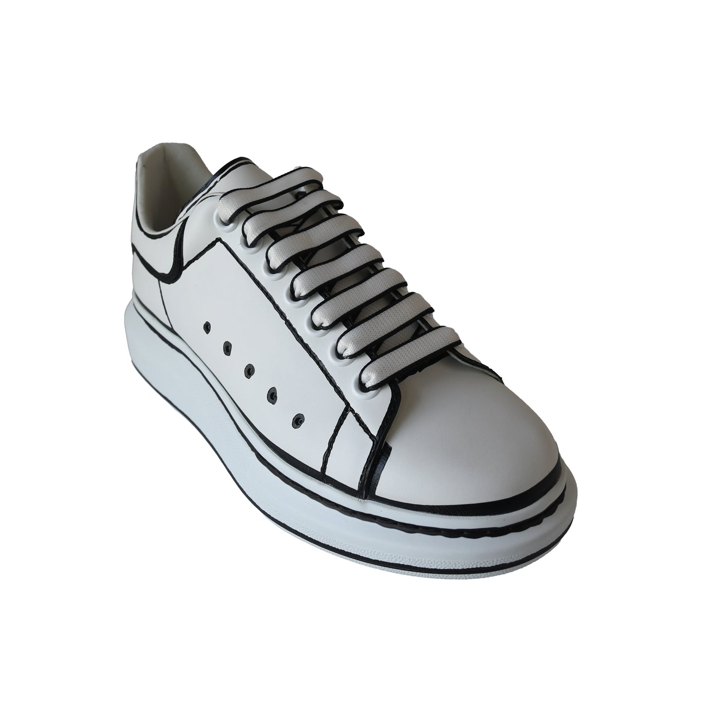 Alexander Mcqueen Oversized Contrasting Trim Sneakers Balck White-NOBLEMARS