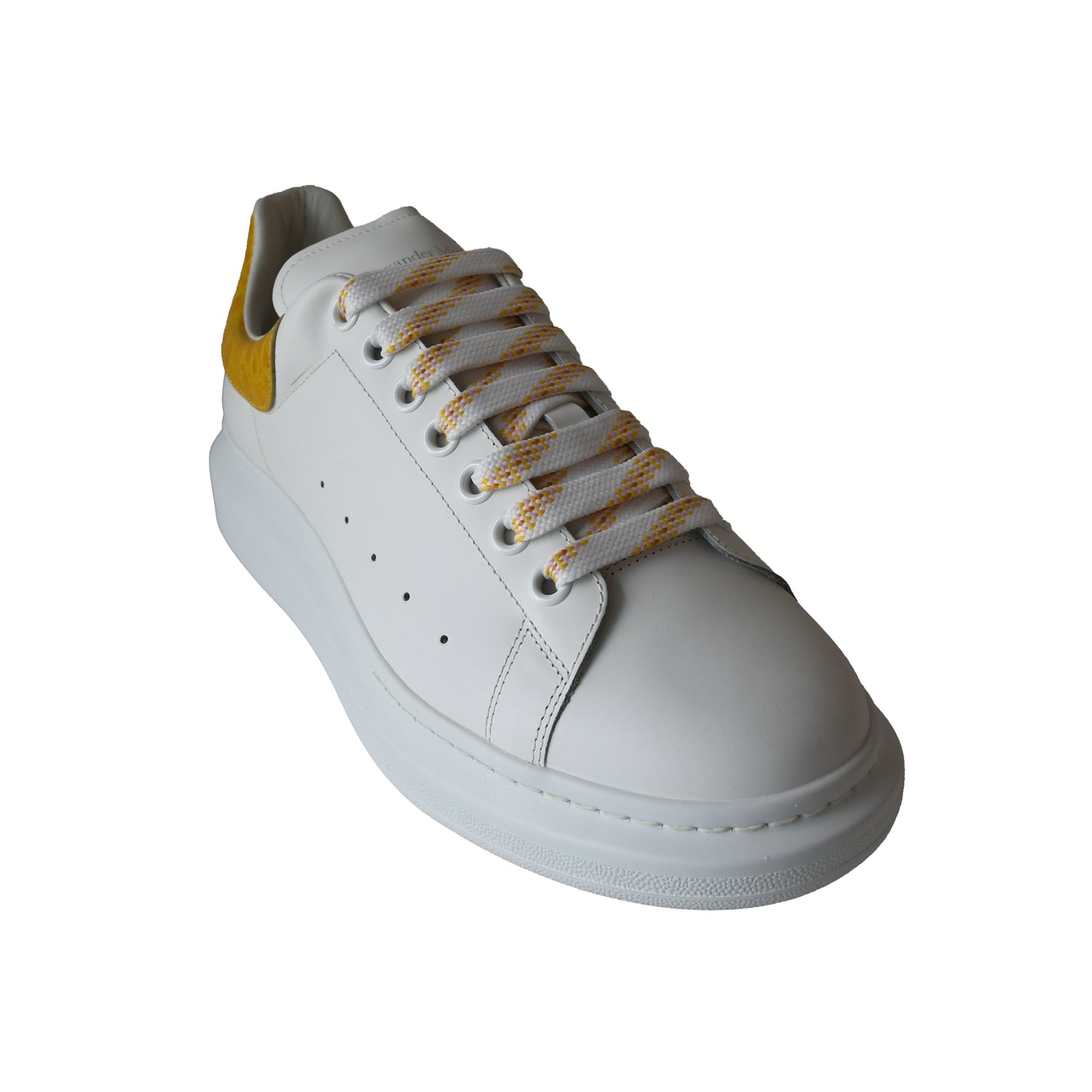 Alexander McQueen Oversized Leather Sneakers Yellow White-NOBLEMARS