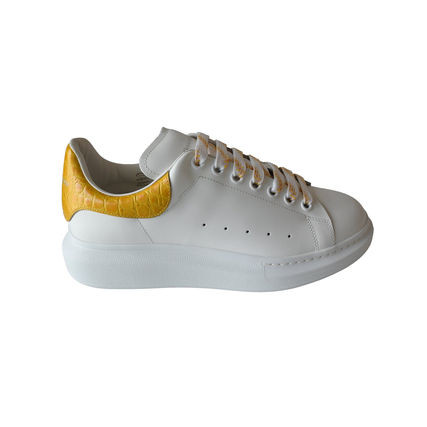 Alexander McQueen Oversized Leather Sneakers Yellow White-NOBLEMARS