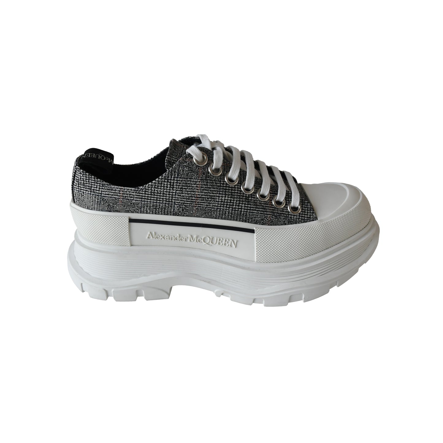 Alexander Mcqueen Tread Slick Plaid Lace-Up Sneakers Grey-NOBLEMARS