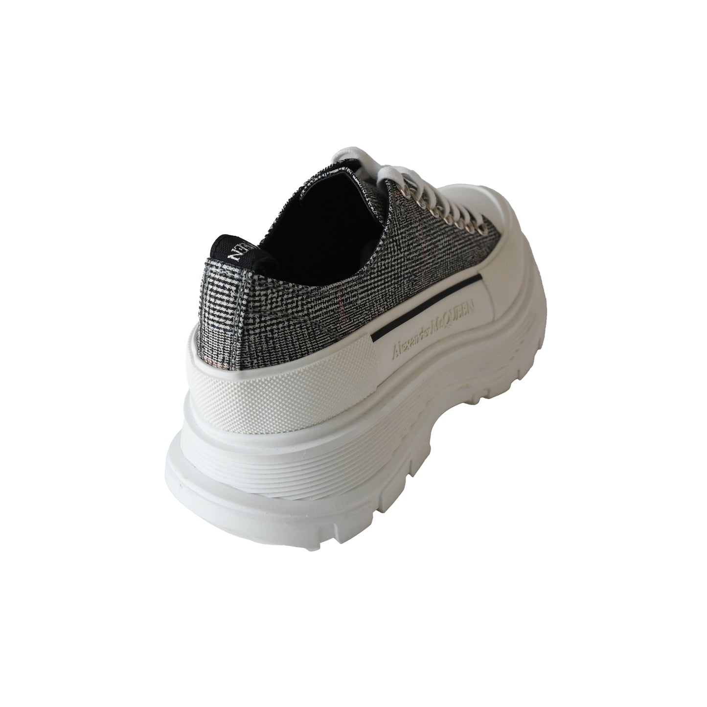 Alexander Mcqueen Tread Slick Plaid Lace-Up Sneakers Grey-NOBLEMARS