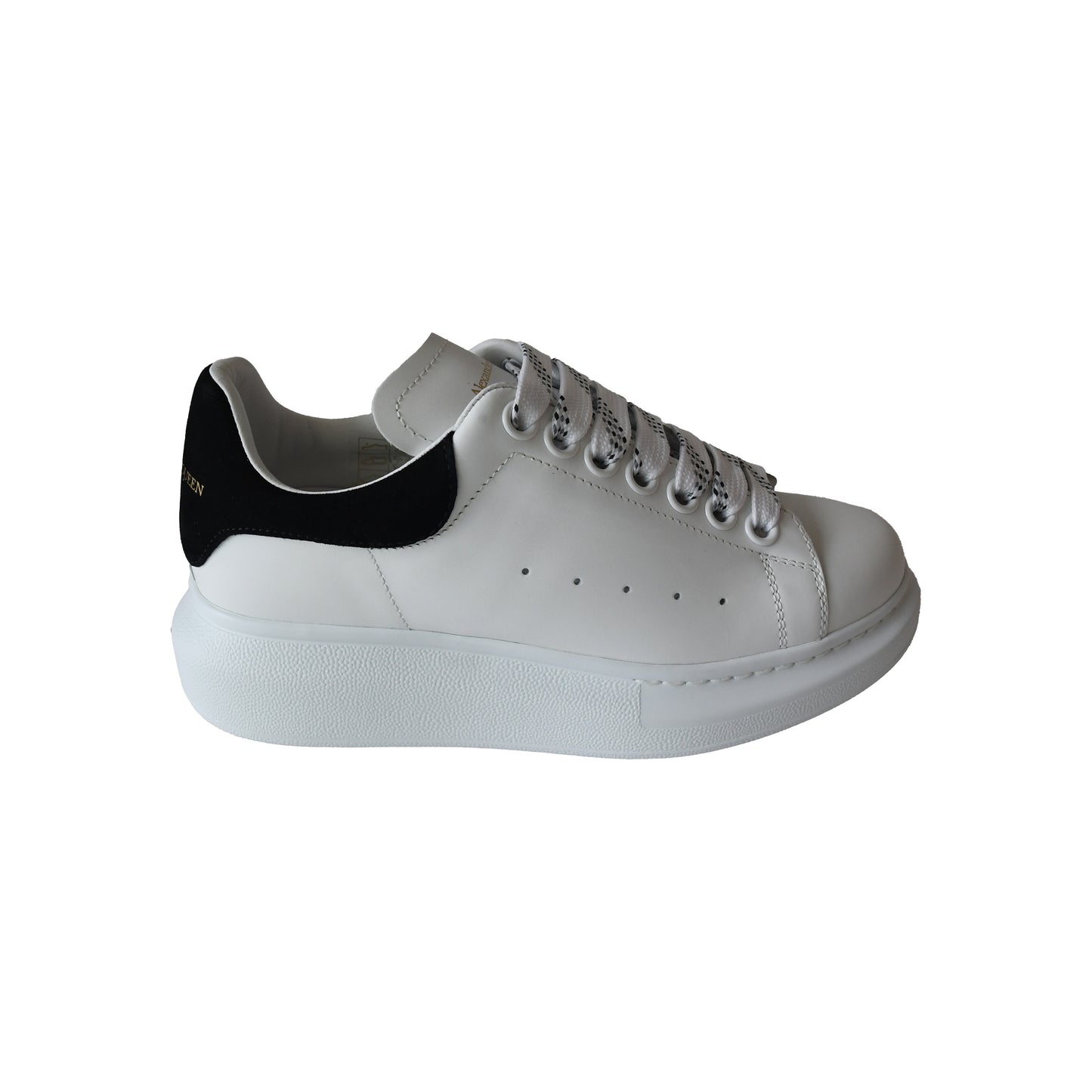 Alexander McQueen Oversized Leather Sneakers Black White-NOBLEMARS