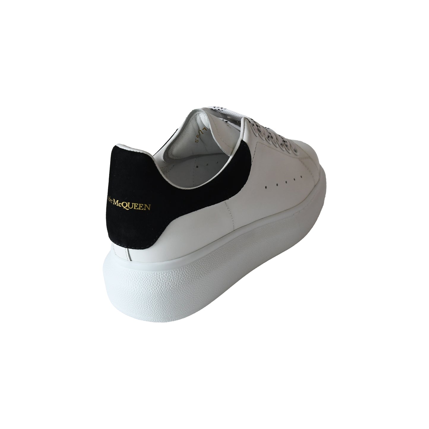 Alexander McQueen Oversized Leather Sneakers Black White-NOBLEMARS