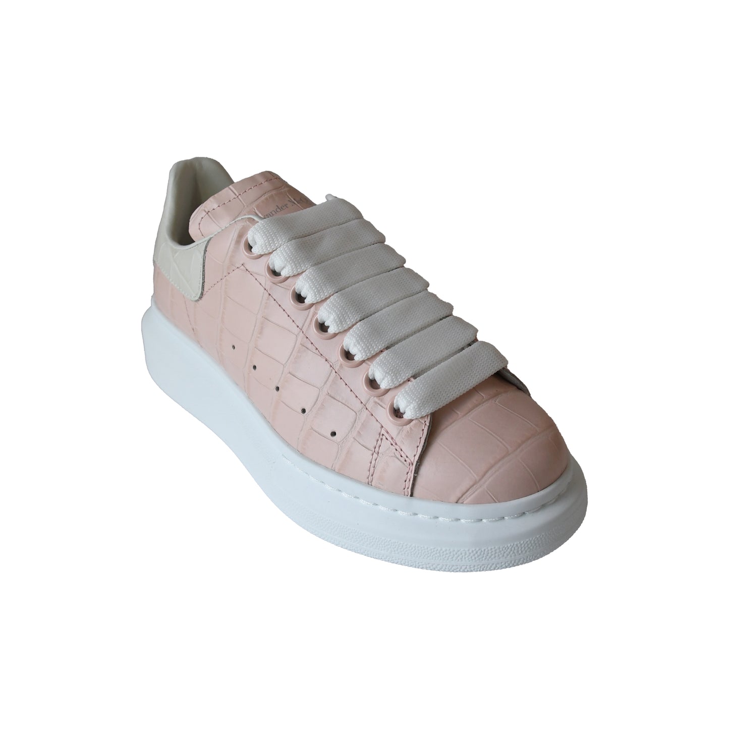 Alexander McQueen Leather Lace Up Sneakers Pink-NOBLEMARS