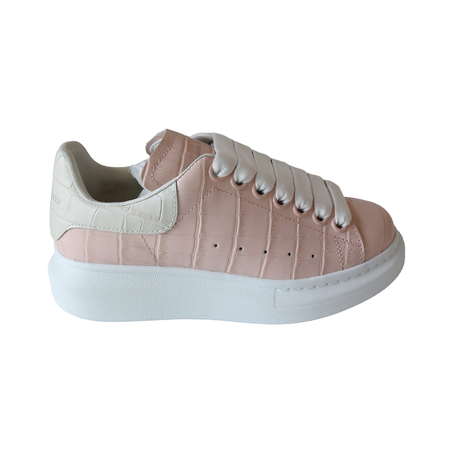 Alexander McQueen Leather Lace Up Sneakers Pink-NOBLEMARS