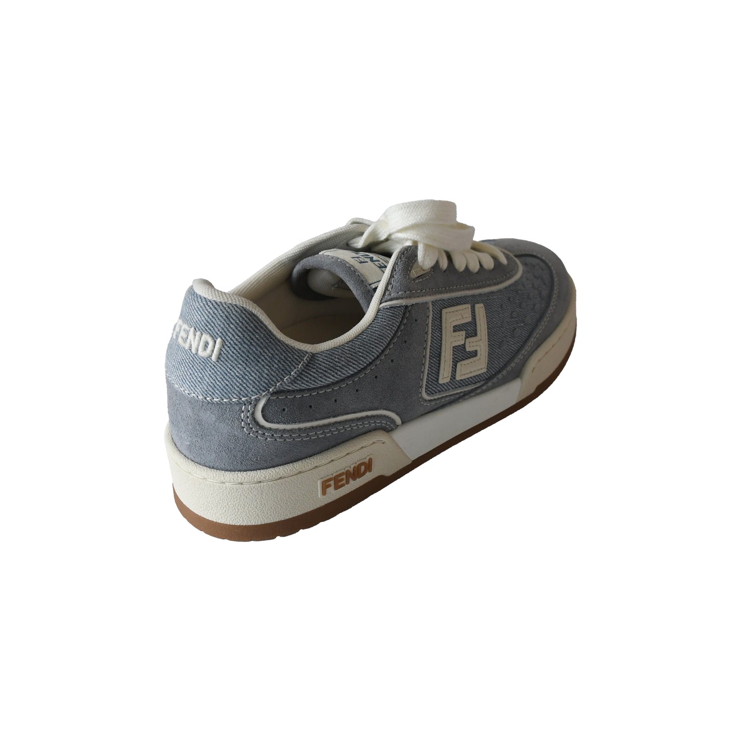 Fendi Match Denim Fabric Low Top Sneakers Grey-NOBLEMARS