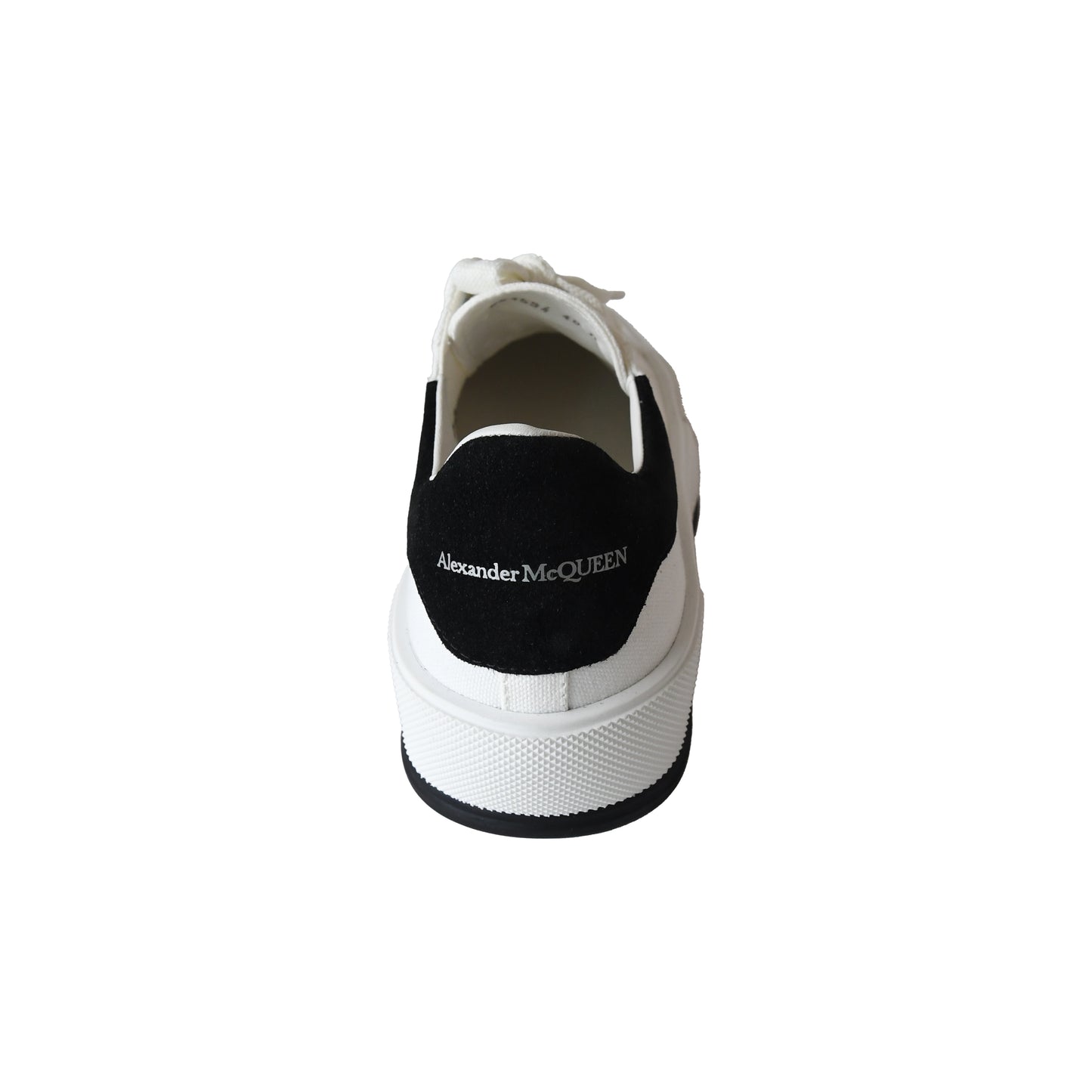 Alexander McQueen Deck Skate Plimsoll Lace Up White Black-NOBLEMARS