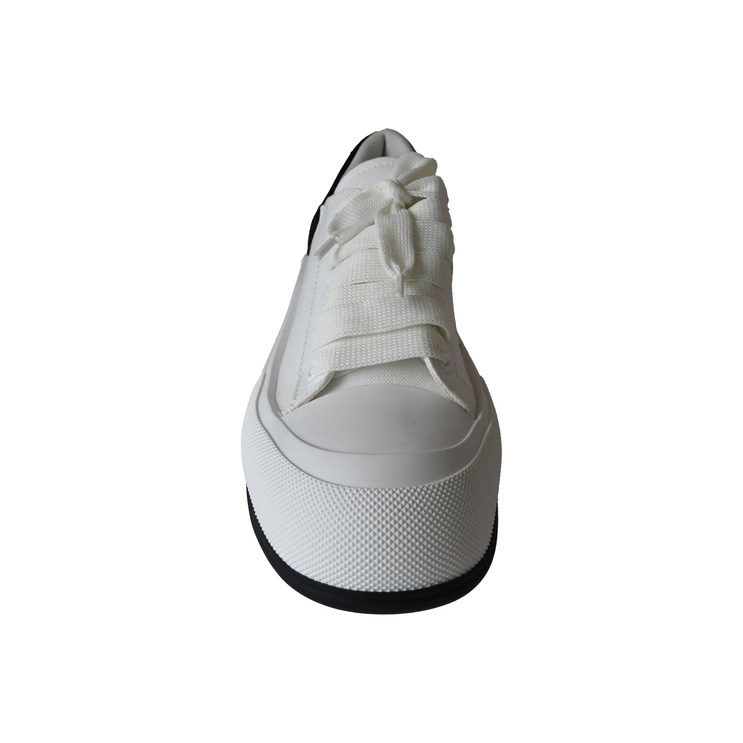 Alexander McQueen Deck Skate Plimsoll Lace Up White Black-NOBLEMARS