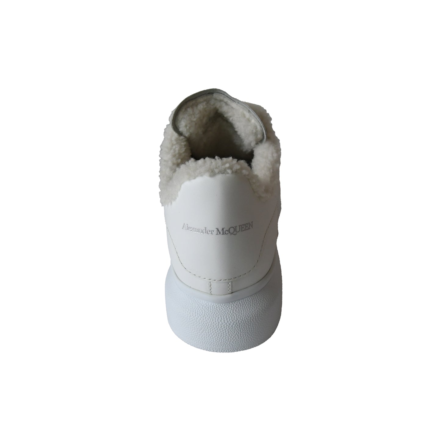 Alexander McQueen Leather Fur Trim Sneakers White-NOBLEMARS