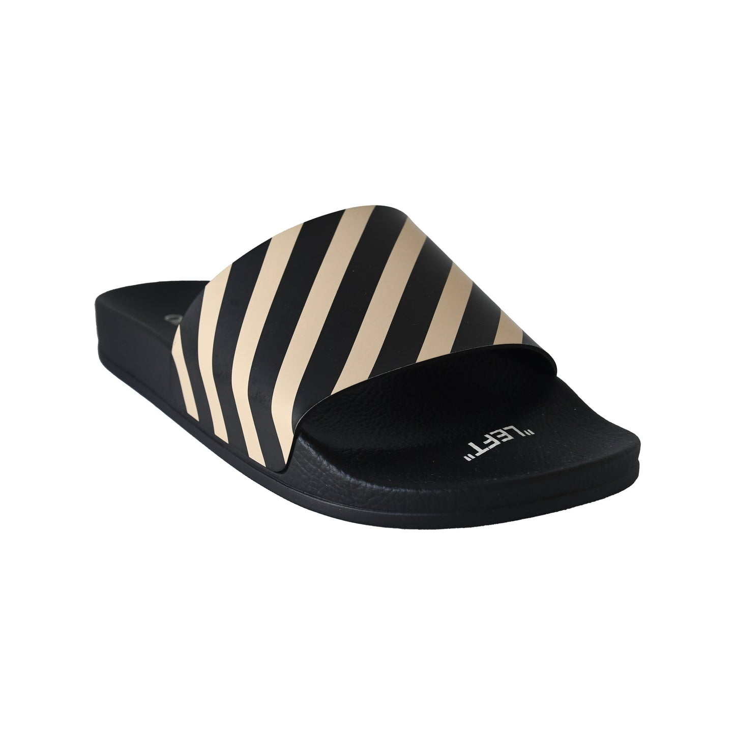Off-White Diag Striped Slides Black Beige-NOBLEMARS