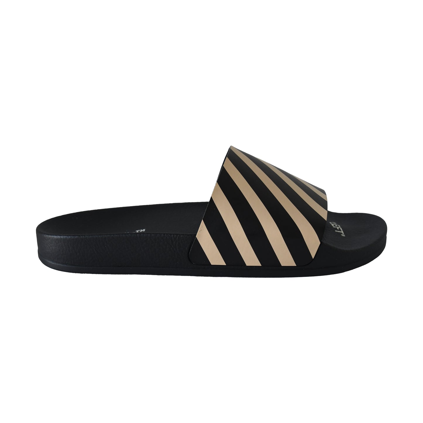 Off-White Diag Striped Slides Black Beige-NOBLEMARS