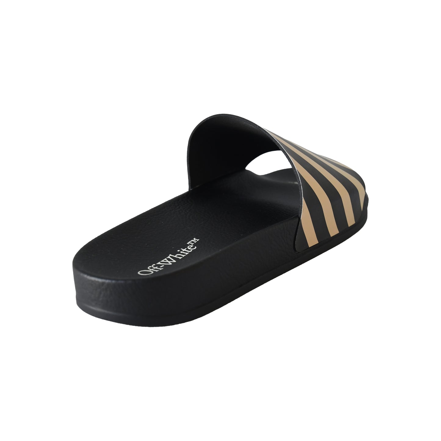 Off-White Diag Striped Slides Black Beige-NOBLEMARS