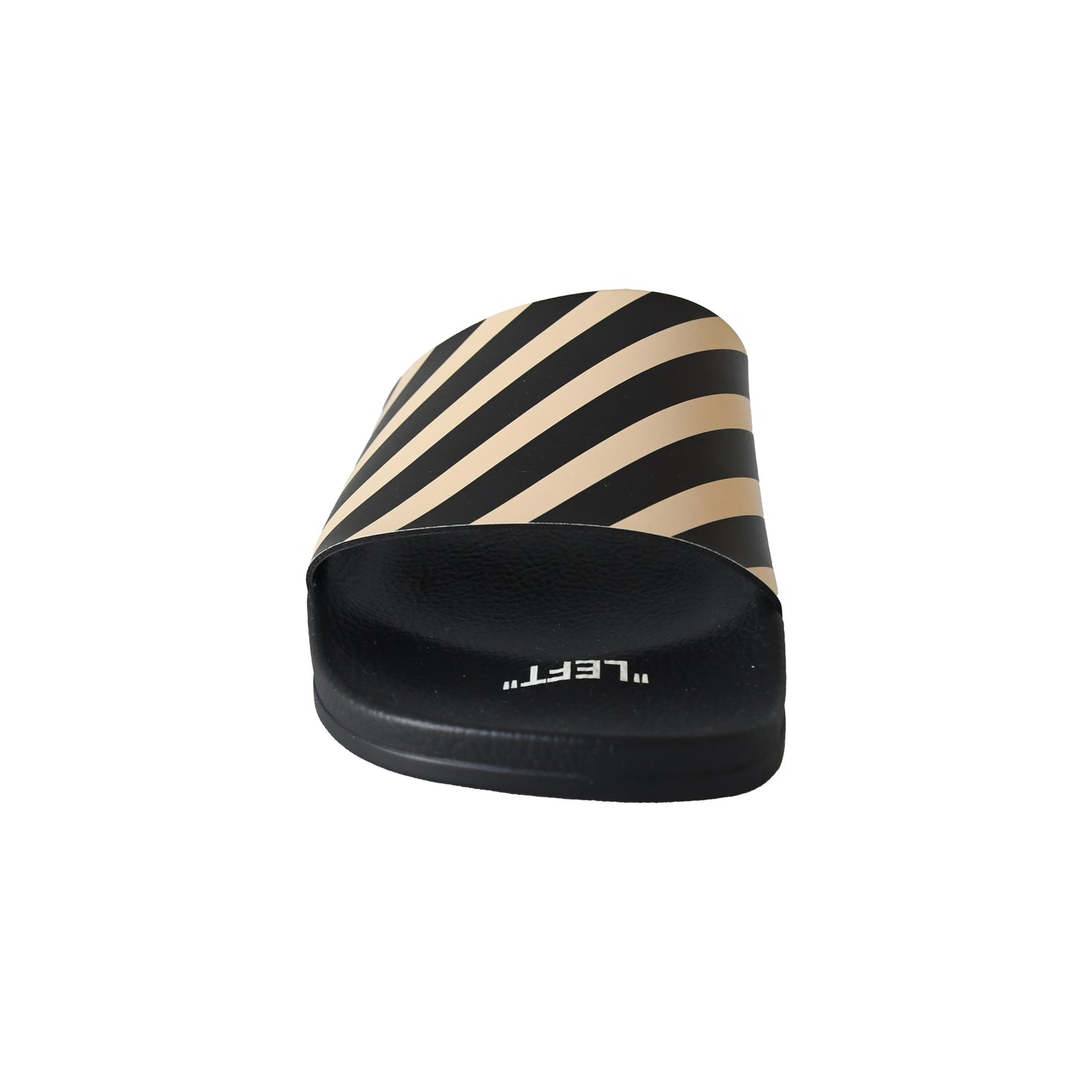 Off-White Diag Striped Slides Black Beige-NOBLEMARS